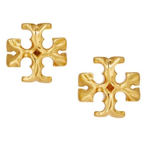 TORY BURCH • Vintage Gold Roxanne Logo Small Stud Earrings - Picture 1 of 7
